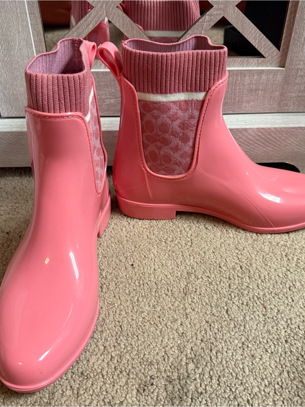 Coach Pink Signature Chelsea Rain Booties - Picture 2 of 3